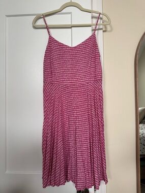 Old Navy Pink and White Striped Tank Dress Sz L Flowy adjustable strap Summer